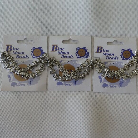 Blue Moon 60 Silver Tone Star Beads - Picture 1 of 7